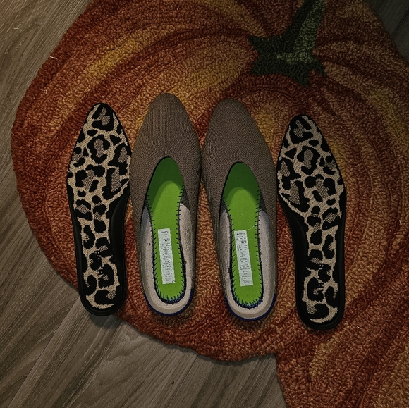 ROTHY'S NEW Sand/Fawn Slides 9US 39EU Leopard Print Insoles - Picture 2 of 4